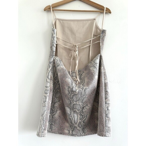 UO Textured Snake Print Mini Dress print Beige L At Urban Outfitters women L - Picture 6 of 11